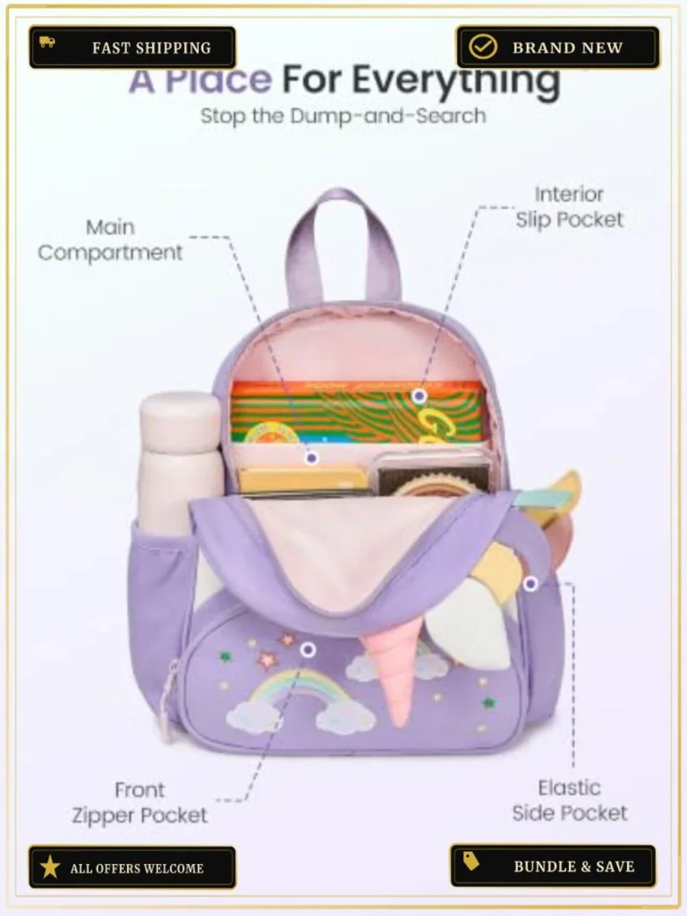 Toddler Backpack Kids Preschool Kindergarten Lightweight Cute Daycare Bag with